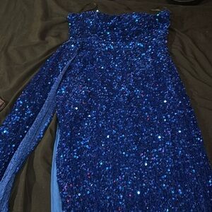 Floor length Royal blue glitter dress size large